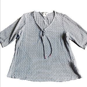 Lucky Brand black stripe lace up top with tassels